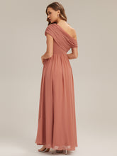 Load image into Gallery viewer, Color=Coral Pink | Strapless Asymmetrical A-Line Bridesmaid Dress 3