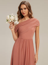 Load image into Gallery viewer, Color=Coral Pink | Strapless Asymmetrical A-Line Bridesmaid Dress 6