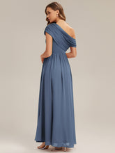 Load image into Gallery viewer, Color=Dusty blue | Strapless Asymmetrical A-Line Bridesmaid Dress 2
