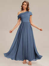 Load image into Gallery viewer, Color=Dusty blue | Strapless Asymmetrical A-Line Bridesmaid Dress 1