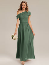 Load image into Gallery viewer, Color=Eucalyptus | Strapless Asymmetrical A-Line Bridesmaid Dress 4