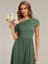 Load image into Gallery viewer, Color=Eucalyptus | Strapless Asymmetrical A-Line Bridesmaid Dress 5