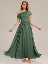 Load image into Gallery viewer, Color=Eucalyptus | Strapless Asymmetrical A-Line Bridesmaid Dress 1