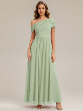 Load image into Gallery viewer, Color=Mint Green | Strapless Asymmetrical A-Line Bridesmaid Dress 4