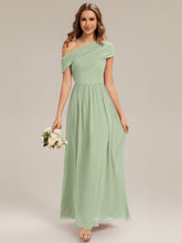 Load image into Gallery viewer, Color=Mint Green | Strapless Asymmetrical A-Line Bridesmaid Dress 5