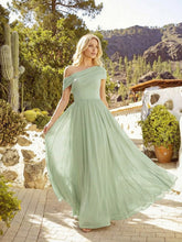 Load image into Gallery viewer, Color=Mint Green | Strapless Asymmetrical A-Line Bridesmaid Dress 7