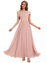 Load image into Gallery viewer, Color=Pink | Strapless Asymmetrical A-Line Bridesmaid Dress-Pink 2