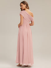 Load image into Gallery viewer, Color=Pink | Strapless Asymmetrical A-Line Bridesmaid Dress-Pink 3