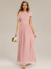 Load image into Gallery viewer, Color=Pink | Strapless Asymmetrical A-Line Bridesmaid Dress-Pink 5