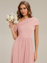 Load image into Gallery viewer, Color=Pink | Strapless Asymmetrical A-Line Bridesmaid Dress-Pink 6