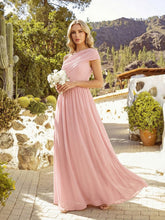 Load image into Gallery viewer, Color=Pink | Strapless Asymmetrical A-Line Bridesmaid Dress-Pink 7