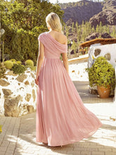 Load image into Gallery viewer, Color=Pink | Strapless Asymmetrical A-Line Bridesmaid Dress-Pink 8