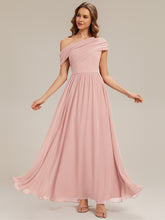 Load image into Gallery viewer, Color=Pink | Strapless Asymmetrical A-Line Bridesmaid Dress-Pink 1