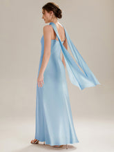 Load image into Gallery viewer, Color=Ice Blue | Wholesale Pricing Sleeveless Halter Neck Fishtail Floor Length Dress with Thigh-High Slit, Bridesmaid Dresses-Ice Blue 7
