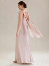 Load image into Gallery viewer, Color=Pink | Wholesale Pricing Sleeveless Halter Neck Fishtail Floor Length Dress with Thigh-High Slit, Bridesmaid Dresses-Pink 12