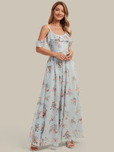 Load image into Gallery viewer, Color=Amber Bloom | Volume Discounts Short Sleeve Ruffle Asymmetrical A-Line Floor Length Bridesmaid Dresses 3