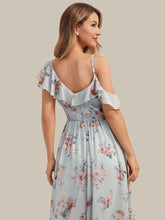 Load image into Gallery viewer, Color=Amber Bloom | Volume Discounts Short Sleeve Ruffle Asymmetrical A-Line Floor Length Bridesmaid Dresses 5