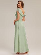 Load image into Gallery viewer, Color=Mint Green | Volume Discounts Short Sleeve Ruffle Asymmetrical A-Line Floor Length Bridesmaid Dresses-Mint Green 7