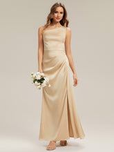 Load image into Gallery viewer, Color=Champagne | Bulk Order Strapless One Shoulder Sheath Non-Stretch Floor Length Bridesmaid Dresses-Champagne 10