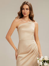 Load image into Gallery viewer, Color=Champagne | Bulk Order Strapless One Shoulder Sheath Non-Stretch Floor Length Bridesmaid Dresses-Champagne 8
