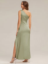 Load image into Gallery viewer, Color=Sage Green | Bulk Order Strapless One Shoulder Sheath Non-Stretch Floor Length Bridesmaid Dresses-Sage Green 12