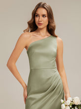 Load image into Gallery viewer, Color=Sage Green | Bulk Order Strapless One Shoulder Sheath Non-Stretch Floor Length Bridesmaid Dresses-Sage Green 13