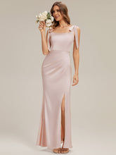 Load image into Gallery viewer, Color=Pink | Volume Discounts Sleeveless Square Neck Backless Sheath Floor Length Bridesmaid Dresses-Pink 4