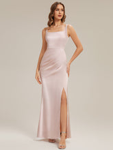 Load image into Gallery viewer, Color=Pink | Volume Discounts Sleeveless Square Neck Backless Sheath Floor Length Bridesmaid Dresses-Pink 5