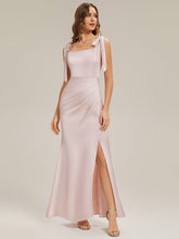 Load image into Gallery viewer, Color=Pink | Volume Discounts Sleeveless Square Neck Backless Sheath Floor Length Bridesmaid Dresses-Pink 1