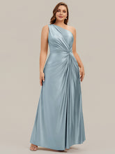 Load image into Gallery viewer, Color=Sky Blue | Bulk Order Sleeveless A-Line High Stretch Asymmetrical Floor Length Dress with Thigh-High Slit, Bridesmaid Dresses-Sky Blue 9