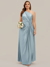 Load image into Gallery viewer, Color=Sky Blue | Bulk Order Sleeveless A-Line High Stretch Asymmetrical Floor Length Dress with Thigh-High Slit, Bridesmaid Dresses-Sky Blue 10