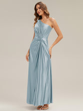Load image into Gallery viewer, Color=Sky Blue | Bulk Order Sleeveless A-Line High Stretch Asymmetrical Floor Length Dress with Thigh-High Slit, Bridesmaid Dresses-Sky Blue 4