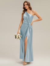 Load image into Gallery viewer, Color=Sky Blue | Bulk Order Sleeveless A-Line High Stretch Asymmetrical Floor Length Dress with Thigh-High Slit, Bridesmaid Dresses-Sky Blue 5