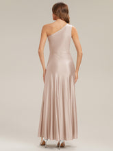 Load image into Gallery viewer, Color=Champagne | Bulk Order Sleeveless A-Line High Stretch Asymmetrical Floor Length Dress with Thigh-High Slit, Bridesmaid Dresses 2