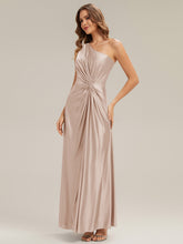 Load image into Gallery viewer, Color=Champagne | Bulk Order Sleeveless A-Line High Stretch Asymmetrical Floor Length Dress with Thigh-High Slit, Bridesmaid Dresses 3