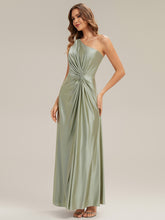 Load image into Gallery viewer, Color=Sage Green | Bulk Order Sleeveless A-Line High Stretch Asymmetrical Floor Length Dress with Thigh-High Slit, Bridesmaid Dresses 3
