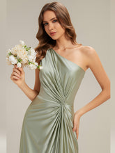 Load image into Gallery viewer, Color=Sage Green | Bulk Order Sleeveless A-Line High Stretch Asymmetrical Floor Length Dress with Thigh-High Slit, Bridesmaid Dresses 5