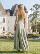 Load image into Gallery viewer, Color=Sage Green | Bulk Order Sleeveless A-Line High Stretch Asymmetrical Floor Length Dress with Thigh-High Slit, Bridesmaid Dresses 7