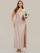 Load image into Gallery viewer, Color=Champagne | One Stop Shop Sleeveless High Stretch Cowl Neck Fishtail Floor Length Bridesmaid Dresses-Champagne 11