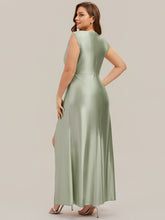 Load image into Gallery viewer, Color=Sage Green | One Stop Shop Sleeveless High Stretch Cowl Neck Fishtail Floor Length Bridesmaid Dresses-Sage Green 18