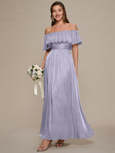 Load image into Gallery viewer, Color=Floral | Chiffon Drop Shoulder A-Line Bridesmaid Dress-Floral 4