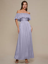 Load image into Gallery viewer, Color=Floral | Chiffon Drop Shoulder A-Line Bridesmaid Dress-Floral 5