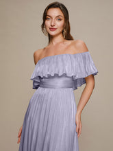 Load image into Gallery viewer, Color=Floral | Chiffon Drop Shoulder A-Line Bridesmaid Dress-Floral 3