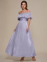 Load image into Gallery viewer, Color=Floral | Chiffon Drop Shoulder A-Line Bridesmaid Dress-Floral 1