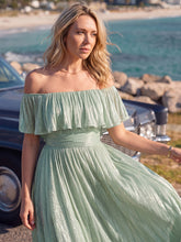 Load image into Gallery viewer, Color=Mint Green | Chiffon Drop Shoulder A-Line Bridesmaid Dress 8