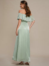 Load image into Gallery viewer, Color=Mint Green | Chiffon Drop Shoulder A-Line Bridesmaid Dress 2