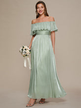 Load image into Gallery viewer, Color=Mint Green | Chiffon Drop Shoulder A-Line Bridesmaid Dress 3
