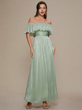 Load image into Gallery viewer, Color=Mint Green | Chiffon Drop Shoulder A-Line Bridesmaid Dress 4