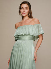 Load image into Gallery viewer, Color=Mint Green | Chiffon Drop Shoulder A-Line Bridesmaid Dress 5