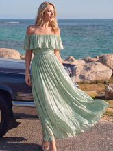 Load image into Gallery viewer, Color=Mint Green | Chiffon Drop Shoulder A-Line Bridesmaid Dress 6